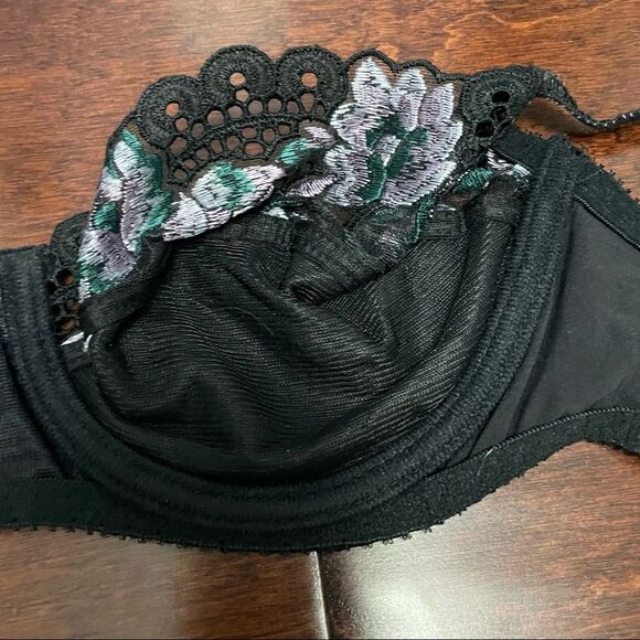 Gossard Black Lace Embroidered Floral Bra Size 34B - Picture 9 of 9